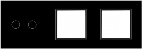 Сенсорная панель комбинированная для выключателя 2 сенсора 2 розетки (2-0-0) Livolo черный стекло