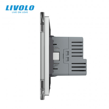 Электрическая розетка с портом USB-C Livolo серый (VL-C7CTF16A.UC18W-2IP)