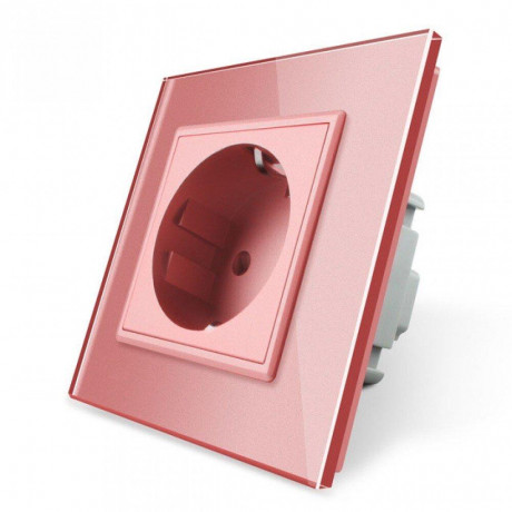 Розетка с заземлением Livolo розовый стекло (VL-C7C1EU-17)