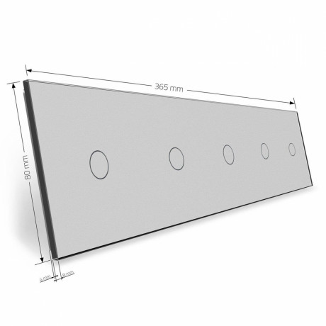 Сенсорная панель для выключателя 5 сенсоров (1-1-1-1-1) Livolo серый стекло (C7-C1/C1/C1/C1/C1-15)