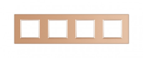 Рамка розетки 4 места Livolo золото стекло (C7-SR/SR/SR/SR-13)