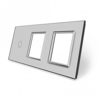 Сенсорная панель комбинированная для выключателя 1 сенсор 2 розетки (1-0-0) Livolo серый стекло