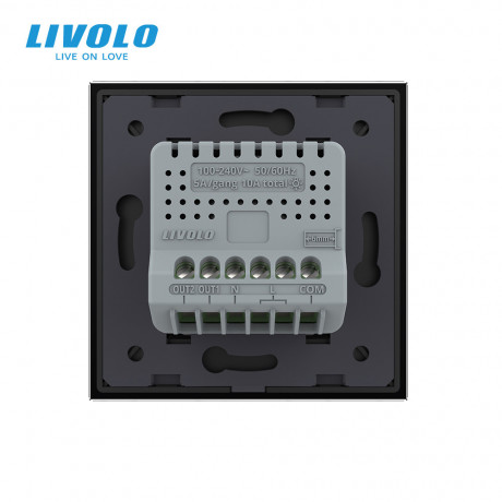 Умный сенсорный Wi-Fi проходной выключатель 2 сенсора Livolo черный стекло (VL-C7FC2SNY-2G-BP)