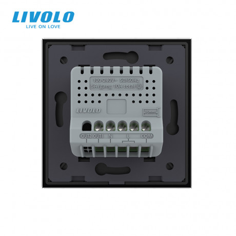 Умный сенсорный Wi-Fi проходной выключатель 1 сенсор Livolo черный стекло (VL-C7FC1SNY-2G-BP)