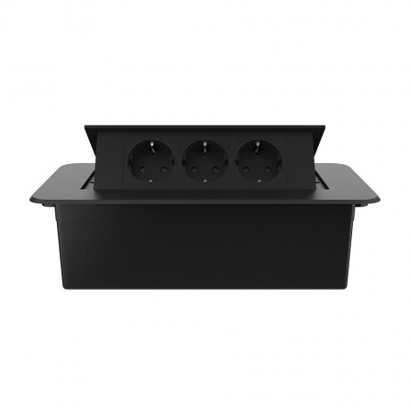 Мебельная розетка тройная Livolo черный (VL-SHS013-EU12-B)