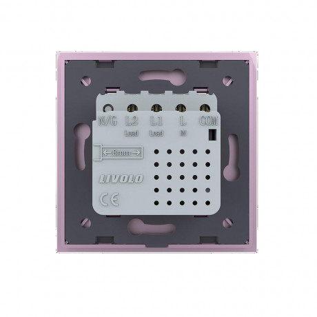 Сенсорный проходной выключатель Sense 2 сенсора Livolo розовый (722000417)