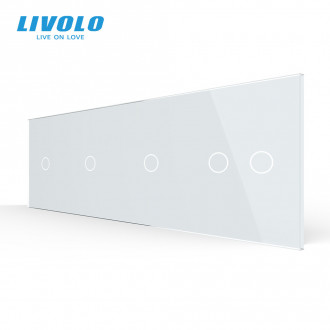 Сенсорная панель выключателя Livolo 5 каналов (1-1-1-2) белый стекло (VL-C7-C1/C1/C1/C2-11)