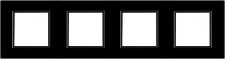 Рамка розетки 4 места Livolo черный стекло (C7-SR/SR/SR/SR-12)