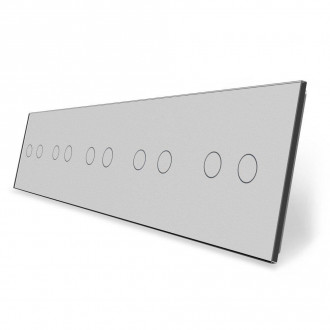 Сенсорная панель для выключателя 10 сенсоров (2-2-2-2-2) Livolo серый стекло (C7-C2/C2/C2/C2/C2-15)