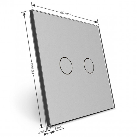 Сенсорная панель для выключателя 2 сенсора (2) Livolo серый стекло (VL-P702-2I)