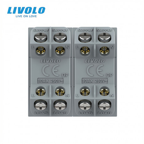 Механизм двухклавишный перекрестный выключатель Livolo серый (VL-FCMM10A-1IP)