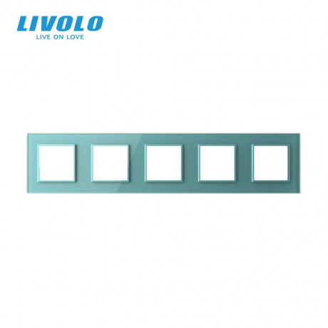 Рамка розетки 5 мест Livolo зеленый стекло (C7-SR/SR/SR/SR/SR-18)