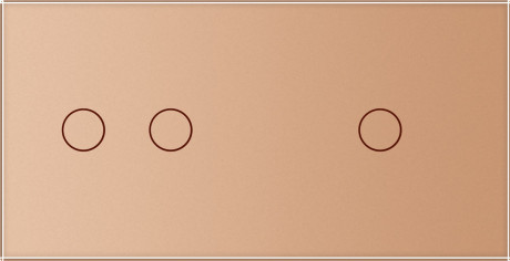 Сенсорная панель выключателя Livolo 3 канала (2-1) золото стекло (VL-C7-C2/C1-13)
