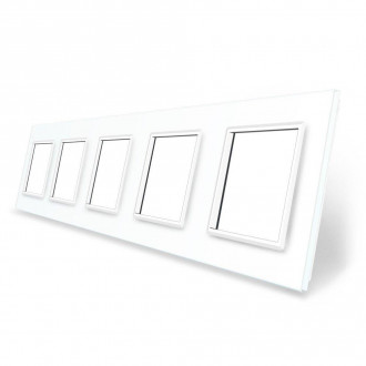 Рамка розетки 5 мест Livolo белый стекло (C7-SR/SR/SR/SR/SR-11)