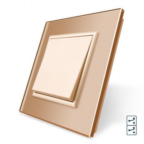 Одноклавишный перекрестный выключатель Livolo золото стекло (VL-C7FCMM10A-2AP)