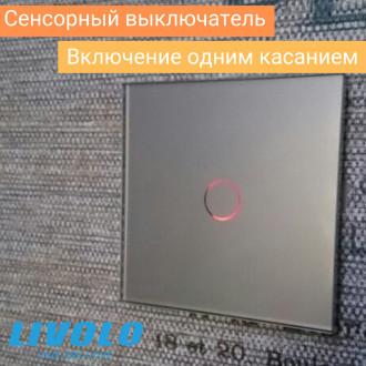 Сенсорный выключатель Livolo цвет серый стеклянная лицевая поверхность (VL-C701-15)