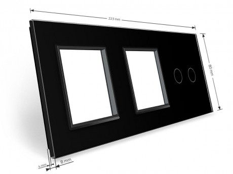 Сенсорная панель комбинированная для выключателя 2 сенсора 2 розетки (2-0-0) Livolo черный стекло