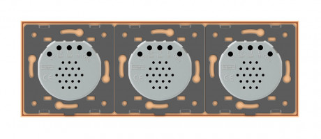 Сенсорный радиоуправляемый проходной выключатель 3 сенсора (1-1-1) Livolo золото стекло