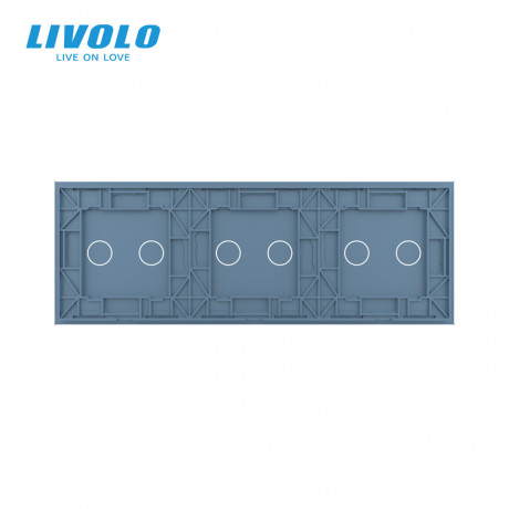 Сенсорная панель выключателя Livolo 6 каналов (2-2-2) голубой стекло (VL-C7-C2/C2/C2/-19)
