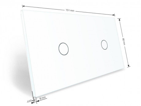 Сенсорная панель для выключателя 2 сенсора (1-1) Livolo белый стекло (C7-C1/C1-11)