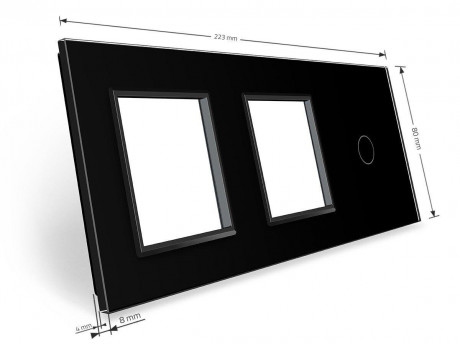 Сенсорная панель комбинированная для выключателя 1 сенсор 2 розетки (1-0-0) Livolo черный стекло