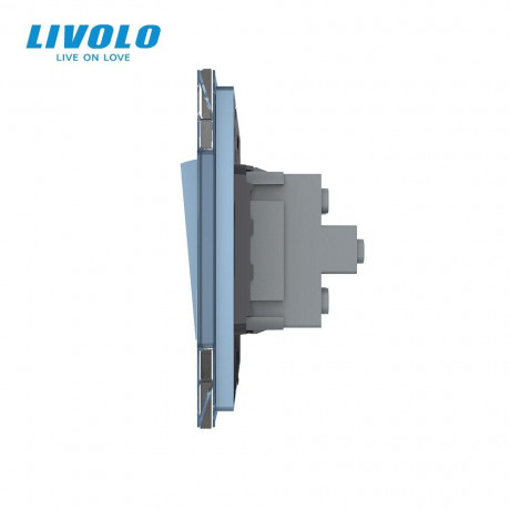 Двухклавишный выключатель голубой стекло Livolo (VL-C7K2-19)