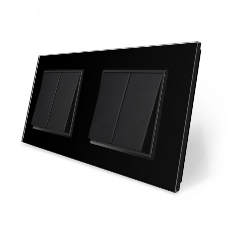 Комплект двухклавишных выключателей Livolo черный стекло (VL-C7K2K2-12)