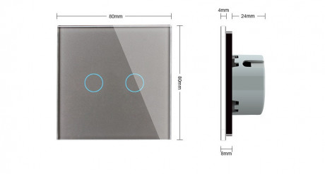Сенсорный проходной выключатель с защитой от брызг 2 сенсора Livolo серый стекло (VL-C702S-IP-15)