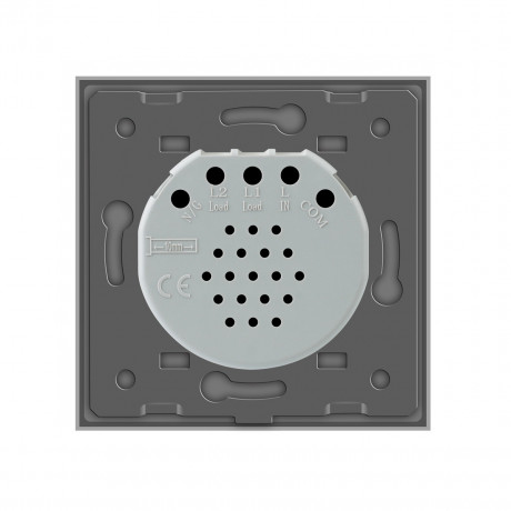 Сенсорная кнопка 2 сенсора Импульсный выключатель Livolo серый стекло (VL-C702H-15)