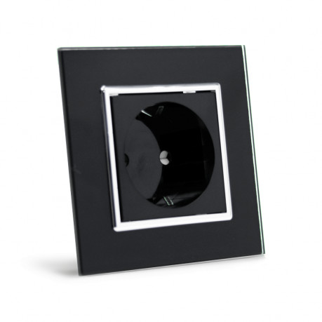Розетка с заземлением Livolo черный хром стекло (VL-C7C1EU-12C)