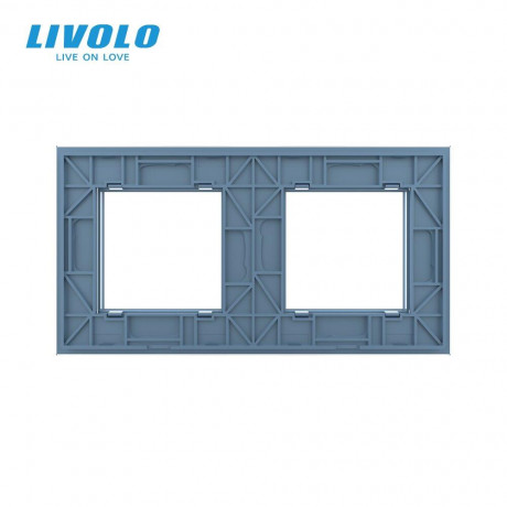 Рамка розетки 2 места Livolo голубой стекло (C7-SR/SR-19)