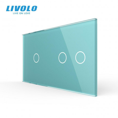 Сенсорная панель для выключателя 3 сенсора (1-2) Livolo зеленый стекло (C7-C1/C2-18)