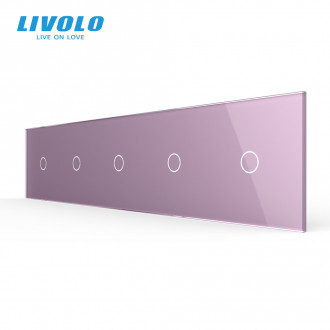 Сенсорная панель выключателя Livolo 5 каналов (1-1-1-1-1) розовый стекло (VL-C7-C1/C1/C1/C1/C1-17)