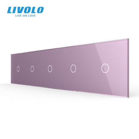 Сенсорная панель выключателя Livolo 5 каналов (1-1-1-1-1) розовый стекло (VL-C7-C1/C1/C1/C1/C1-17)