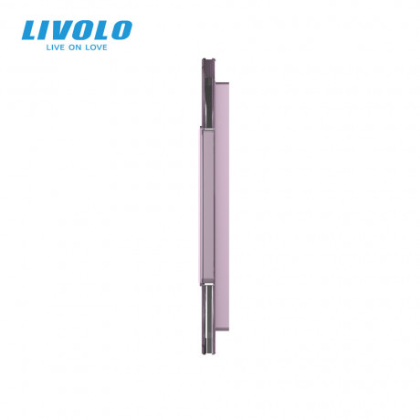Сенсорная панель выключателя Livolo 2 канала и две розетки (1-1-0-0) розовый стекло (VL-C7-C1/C1/SR/SR-17)