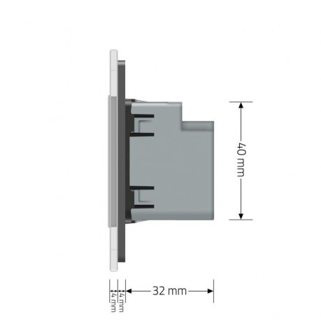 Розетка USB-A и USB-C 36W Livolo серый стекло (VL-C7FCUA18W.UC18W-2IP)
