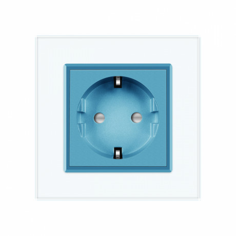 Розетка с заземлением Livolo белый голубой стекло (VL-C7C1EU-11/19)