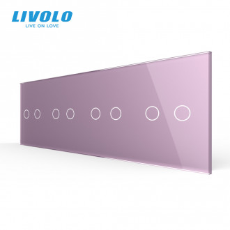 Сенсорная панель выключателя Livolo 8 каналов (2-2-2-2) розовый стекло (VL-C7-C2/C2/C2/C2-17)
