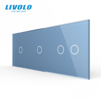 Сенсорная панель выключателя Livolo 4 канала (1-1-2) голубой стекло (VL-C7-C1/C1/C2-19)