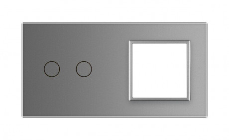 Сенсорная панель комбинированная для выключателя 2 сенсора 1 розетка (2-0) Livolo серый стекло (C7-C2/SR-15)