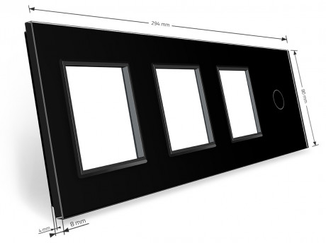 Сенсорная панель комбинированная для выключателя 1 сенсор 3 розетки (1-0-0-0) Livolo черный стекло