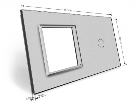 Сенсорная панель комбинированная для выключателя 1 сенсор 1 розетка (1-0) Livolo серый стекло (VL-P701/E-4I)