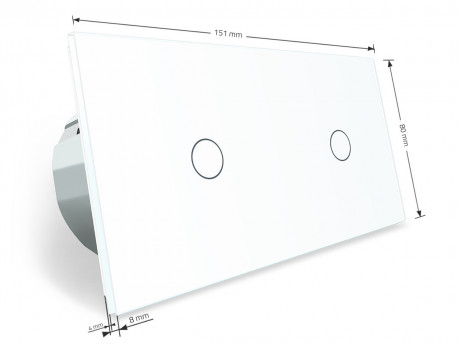 Сенсорный проходной выключатель 2 сенсора (1-1) Livolo белый стекло (VL-C701S/C701S-11)