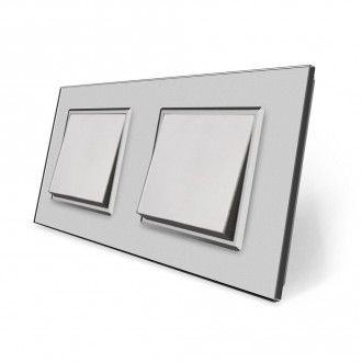 Комплект одноклавишных выключателей Livolo серый стекло (VL-C7K1K1-15)