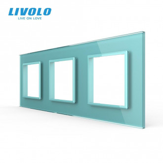 Рамка розетки 3 места Livolo зеленый стекло (C7-SR/SR/SR-18)