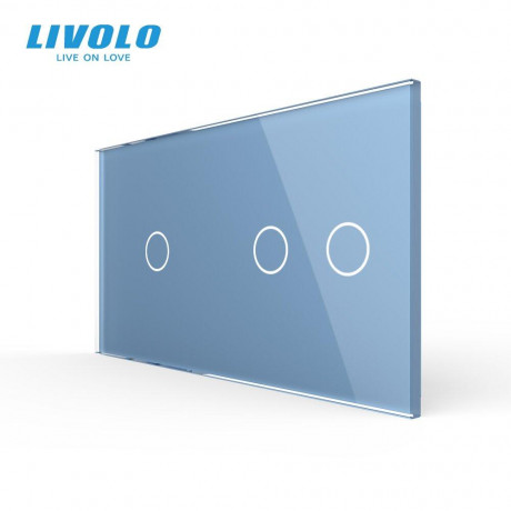 Сенсорная панель для выключателя 3 сенсора (1-2) Livolo голубой стекло (C7-C1/C2-19)