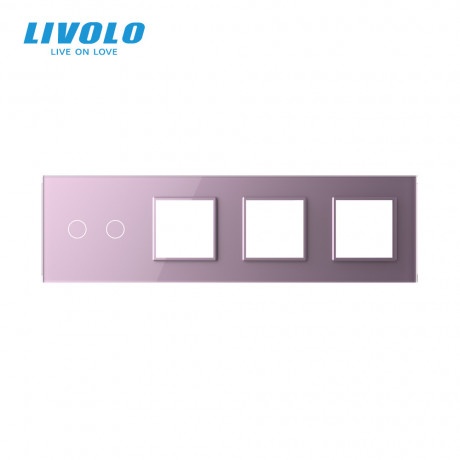 Сенсорная панель выключателя Livolo 2 канала и трех розеток (2-0-0-0) розовый стекло (VL-C7-C2/SR/SR/SR-17)