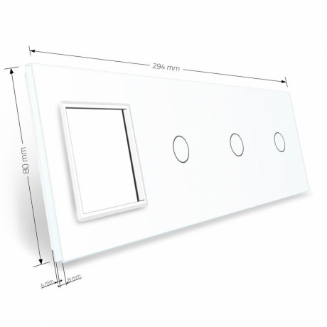 Сенсорная панель комбинированная для выключателя 3 сенсора 1 розетка (1-1-1-0) Livolo белый стекло