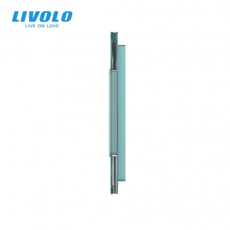 Сенсорная панель выключателя Livolo 3 канала и две розетки (1-2-0-0) зеленый стекло (VL-C7-C1/C2/SR/SR-18)