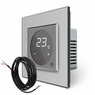 Терморегулятор с выносним датчиком температуры для теплых полов Livolo серый (VL-C701TM2-15)